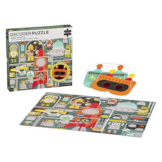 Petit Collage Puzzle robots 100 pcs avec lunettes 3D