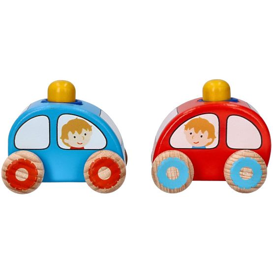 Petite voiture bleue avec klaxon