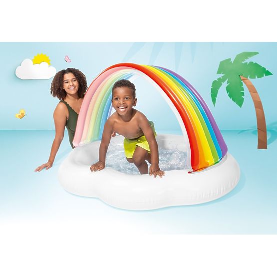 Piscine gonflable pour enfants avec un toit arc-en-ciel