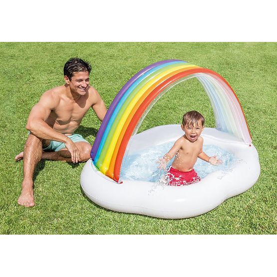 Piscine gonflable pour enfants avec un toit arc-en-ciel