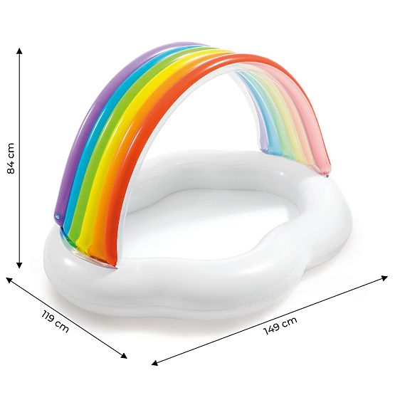 Piscine gonflable pour enfants avec un toit arc-en-ciel