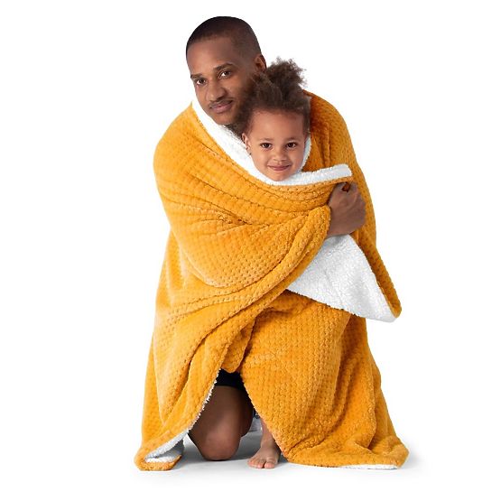 Plaid SHLEEPY orange à motif jacquard style classique 170x210