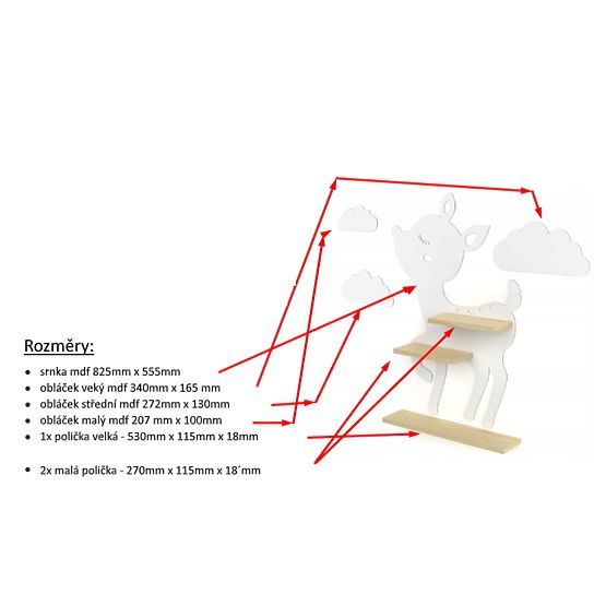 Une étagère avec un cerf