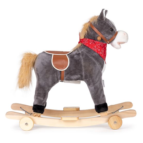 Poppet de cheval en se balançant d'un mobile de selle de vélo, sons en mouvement Gris