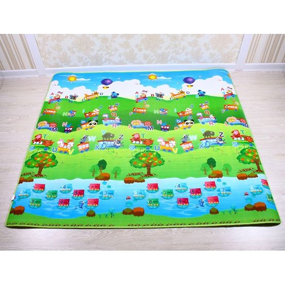 Pour enfants mousse tapis - train + maison lion 180x200x1