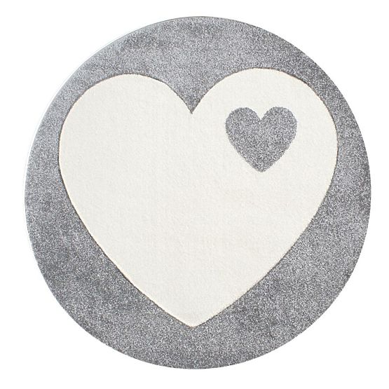 Pour enfants rond tapis amoureux gris argenté - blanc