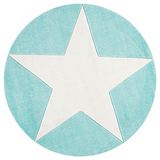 Pour enfants rond tapis STARS blanc menthe