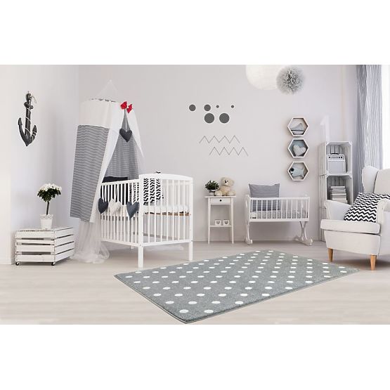 Pour enfants tapis CIRCLE gris argenté/ blanc