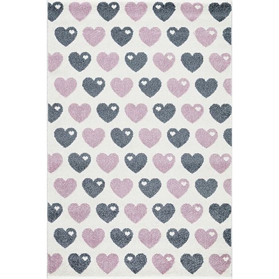Pour enfants tapis coeurs rose et argent blanc