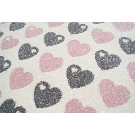 Pour enfants tapis coeurs rose et argent blanc