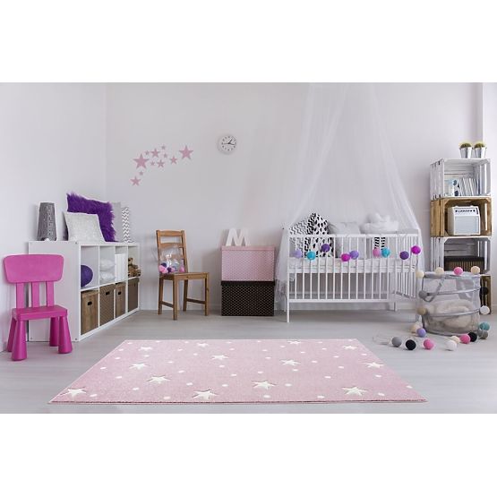 Pour enfants tapis HEAVEN rose/ blanc