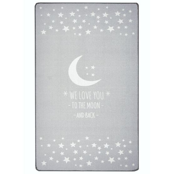 Pour enfants tapis LOVE YOU MOON argent-gris/blanc