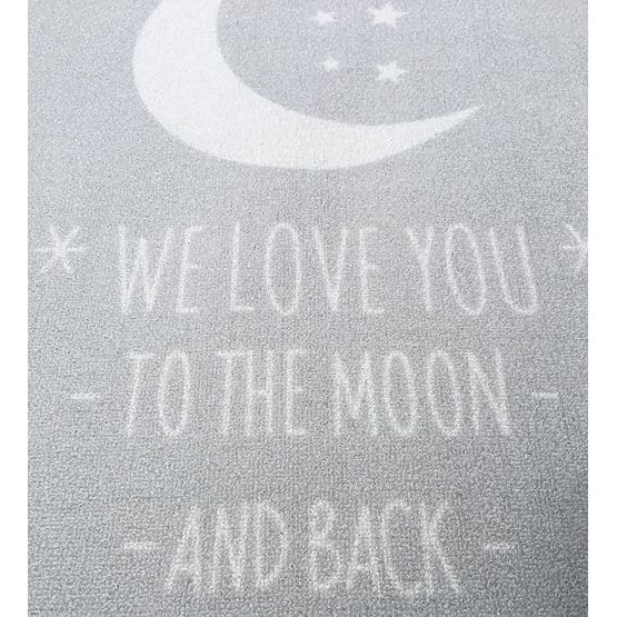 Pour enfants tapis LOVE YOU MOON argent-gris/blanc