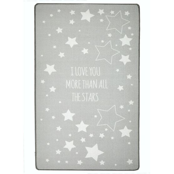 Pour enfants tapis LOVE YOU STARS argent-gris/blanc