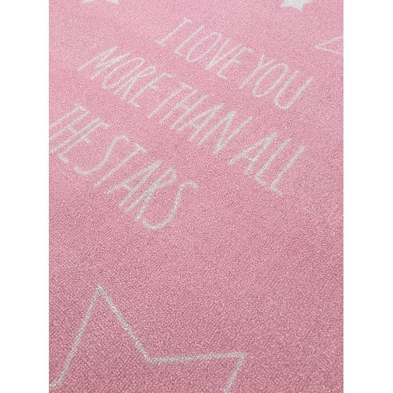 Pour enfants tapis LOVE YOU STARS rose / blanc