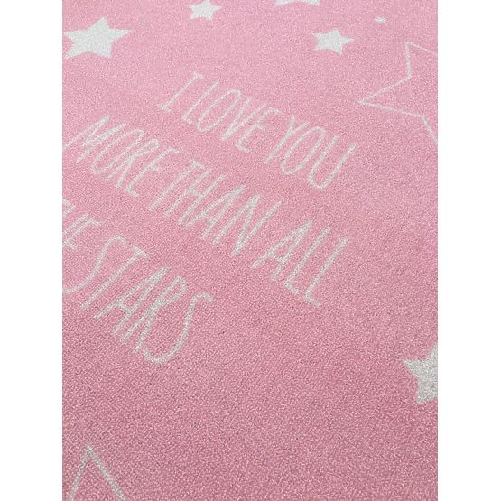 Pour enfants tapis LOVE YOU STARS rose / blanc