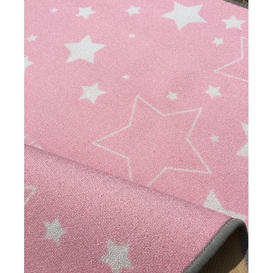 Pour enfants tapis LOVE YOU STARS rose / blanc