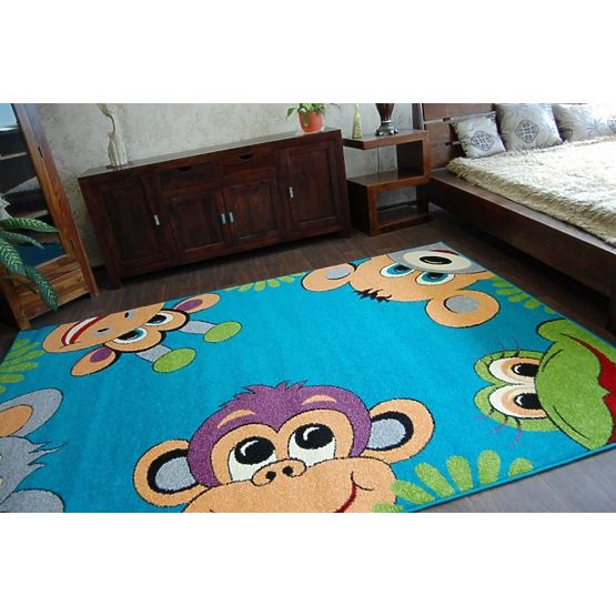 Pour enfants tapis Monkey - turquoise