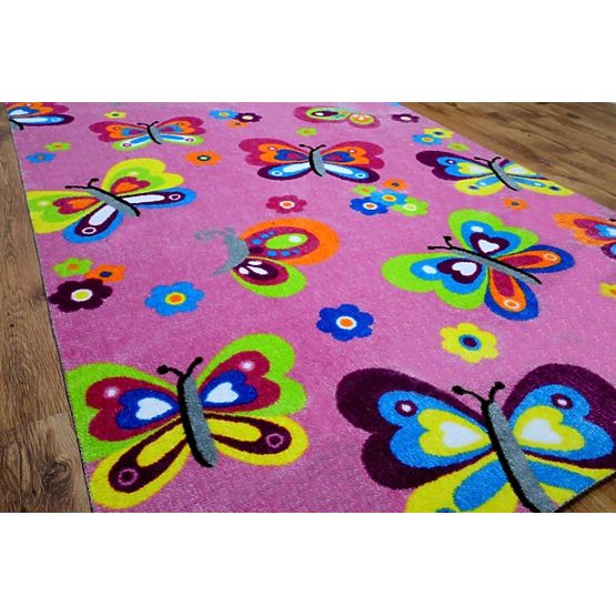 Pour enfants tapis papillons Lea clair rose