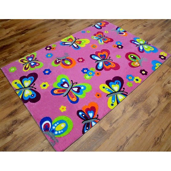 Pour enfants tapis papillons Lea clair rose