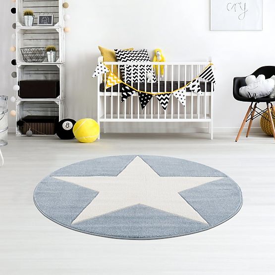 Pour enfants tapis STAR bleu/blanc