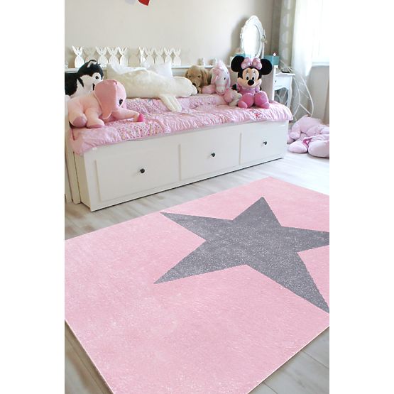 Pour enfants tapis STAR rose/argent-gris