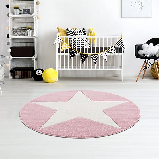 Pour enfants tapis STAR rose/blanc