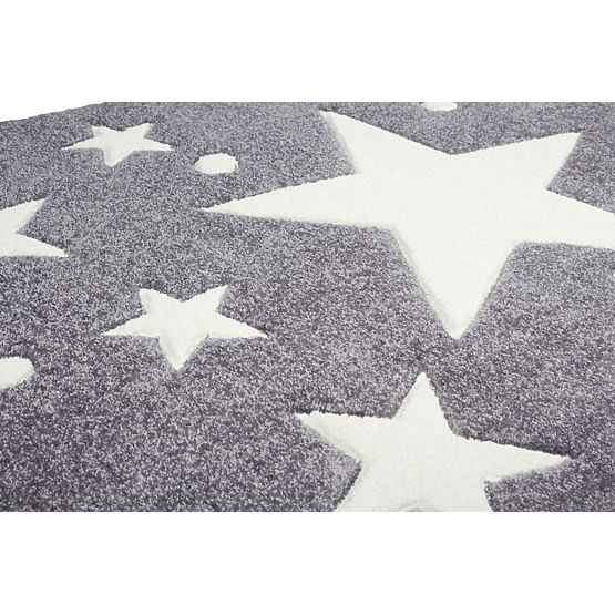 Pour enfants tapis STARS argent-gris/blanc