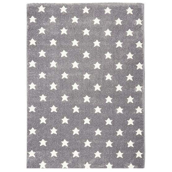 Pour enfants tapis STARS argent-gris/blanc