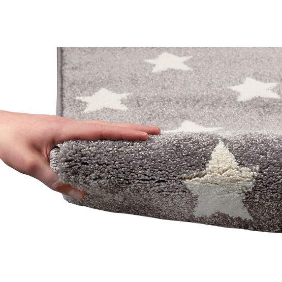 Pour enfants tapis STARS argent-gris/blanc