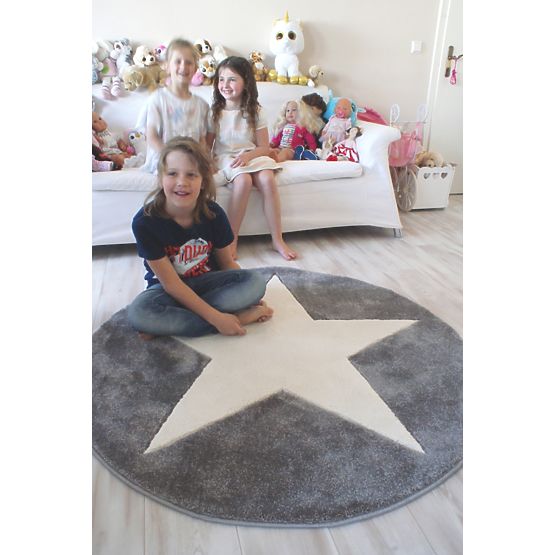 Pour enfants tapis STARS argent-gris/blanc