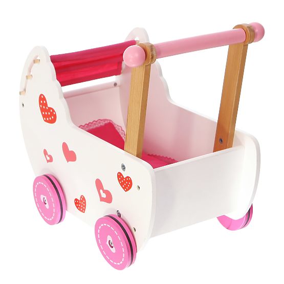 Poussette en bois pour poupées