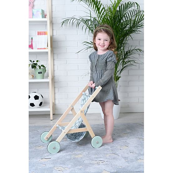 Poussette légère en bois pour poupées