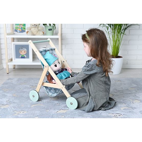 Poussette légère en bois pour poupées