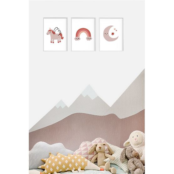 Mousse de protection pour le mur derrière le lit Montagnes - beige