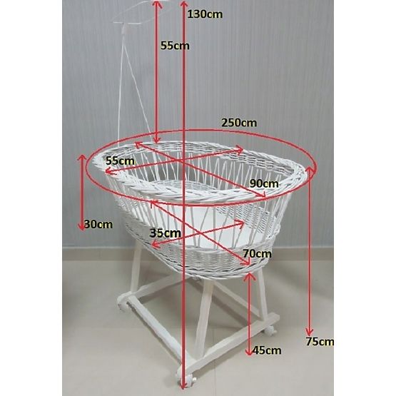Proutěná postýlka s výbavou pro miminko - šedé hvězdy