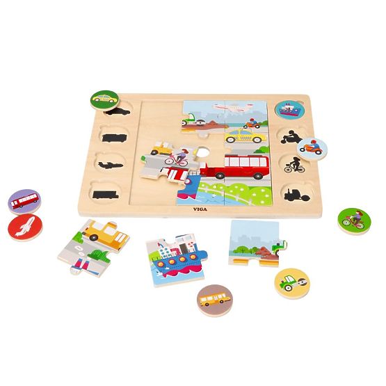 Puzzle 2 en 1 Véhicules - puzzle et jeu trouve l'ombre
