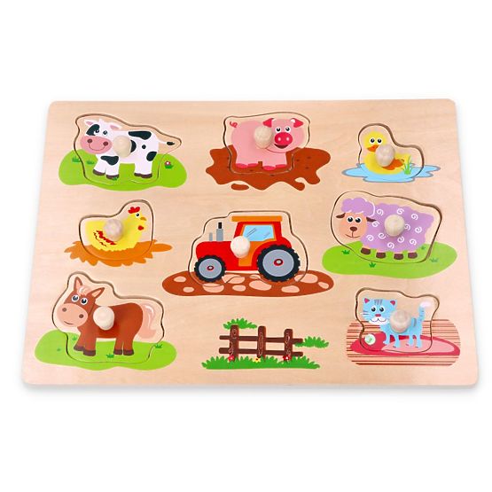 Puzzle avec poignées Amis de la ferme et tracteur