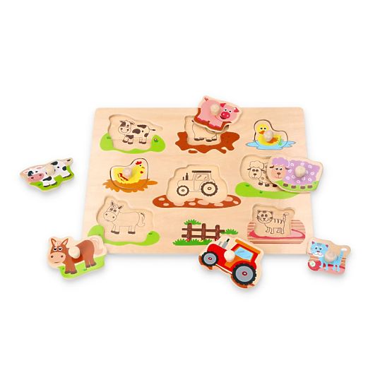 Puzzle avec poignées Amis de la ferme et tracteur