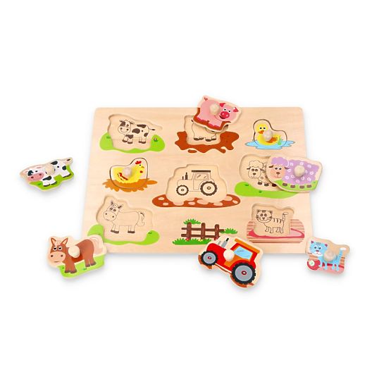 Puzzle avec poignées Amis de la ferme et tracteur