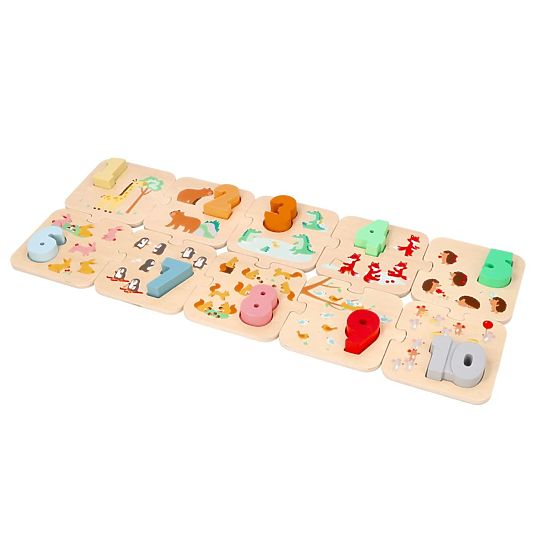 Puzzle en bois avec animaux - apprentissage des chiffres Montessori