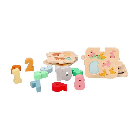 Puzzle en bois avec animaux - apprentissage des chiffres Montessori