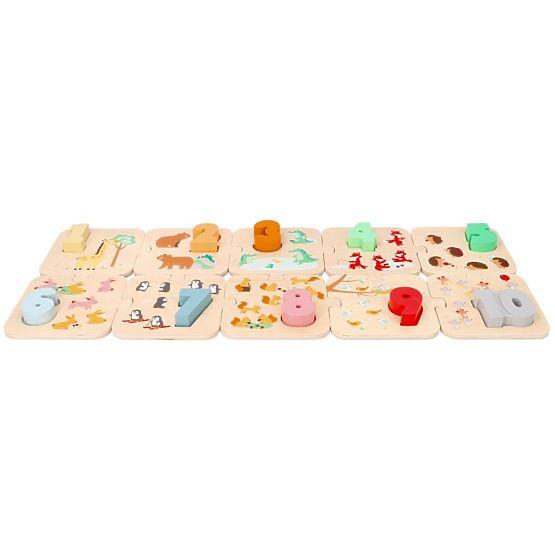 Puzzle en bois avec animaux - apprentissage des chiffres Montessori