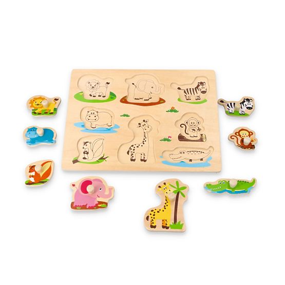 Puzzle en bois avec poignées Amis de la jungle