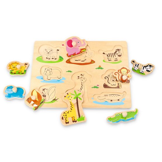 Puzzle en bois avec poignées Amis de la jungle