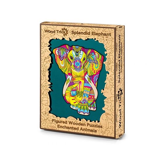 Puzzle en bois coloré - éléphant