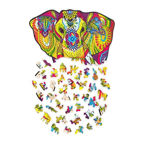 Puzzle en bois coloré - éléphant