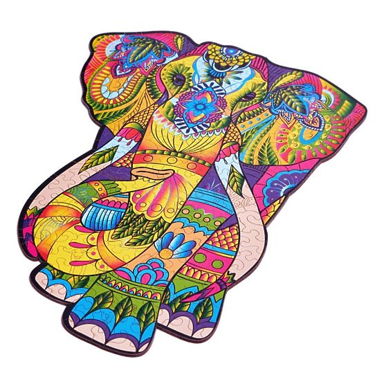 Puzzle en bois coloré - éléphant