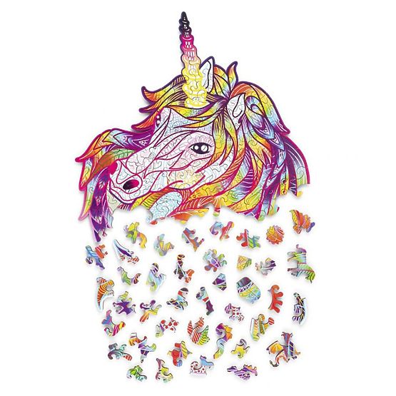 Puzzle en bois coloré - licorne