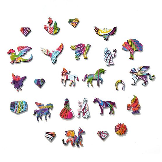 Puzzle en bois coloré - licorne